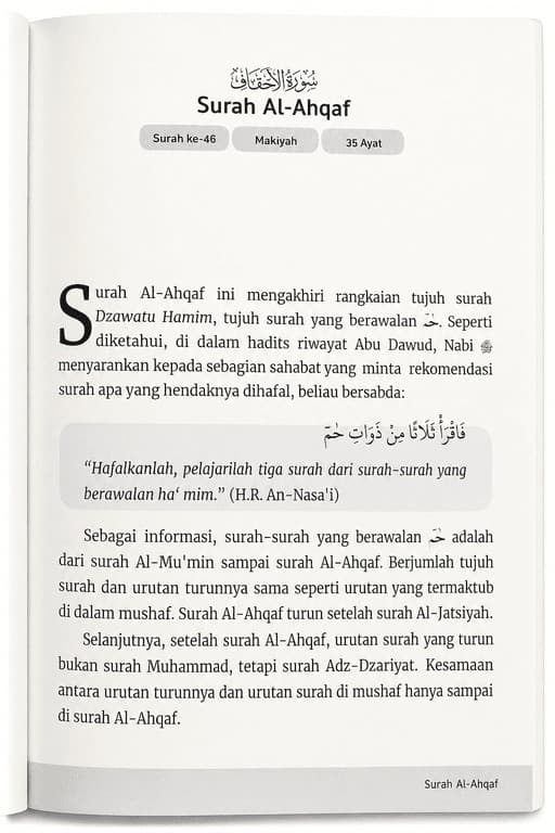 Buku Quran Mapping terbuka pada halaman materi