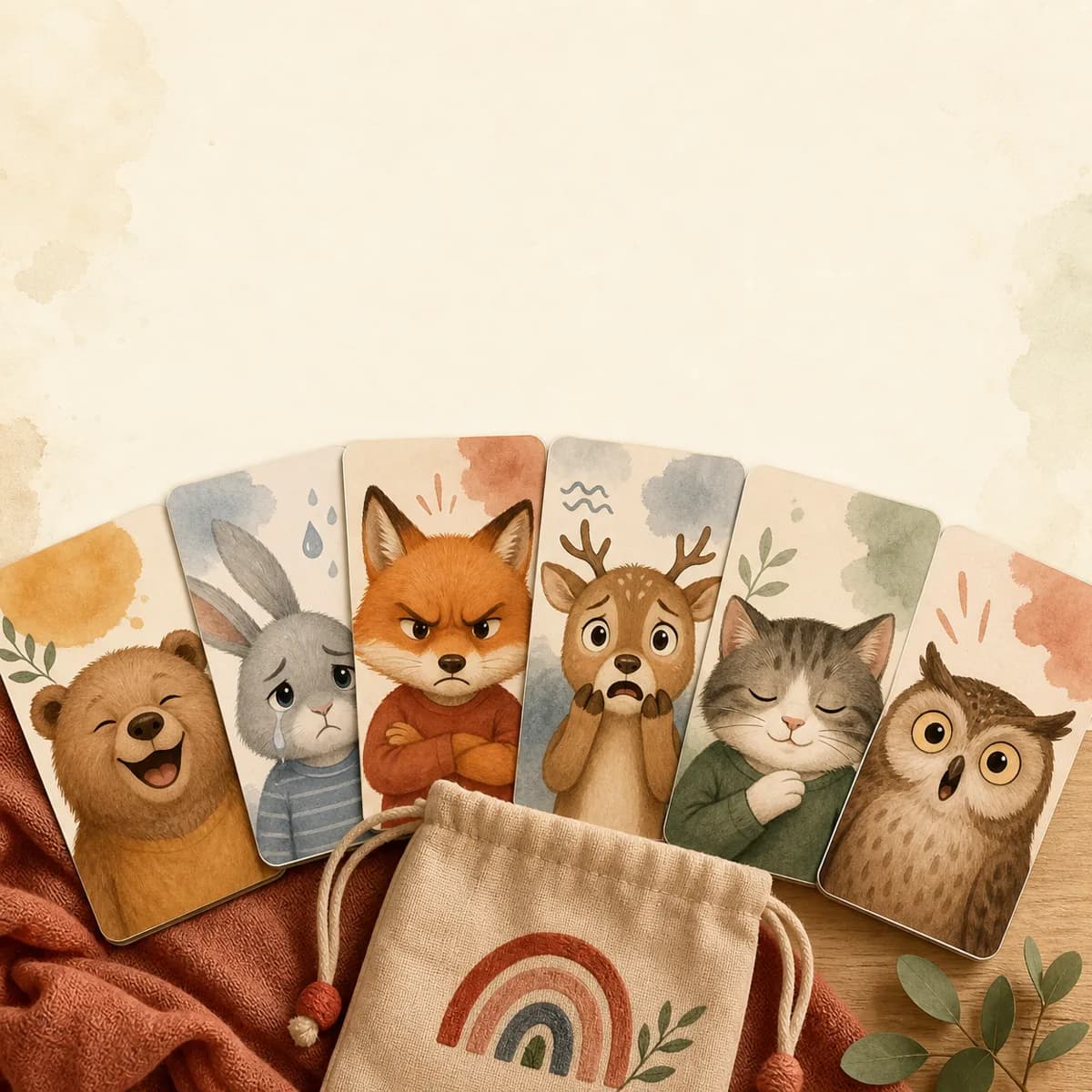 Ilustrasi bonus kartu emosi anak siap cetak