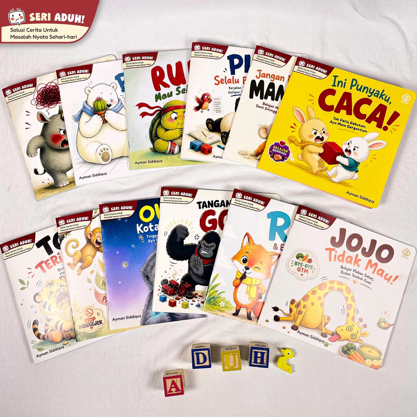 Paket lengkap 12 buku Seri Aduh! dengan sampul cerita anak